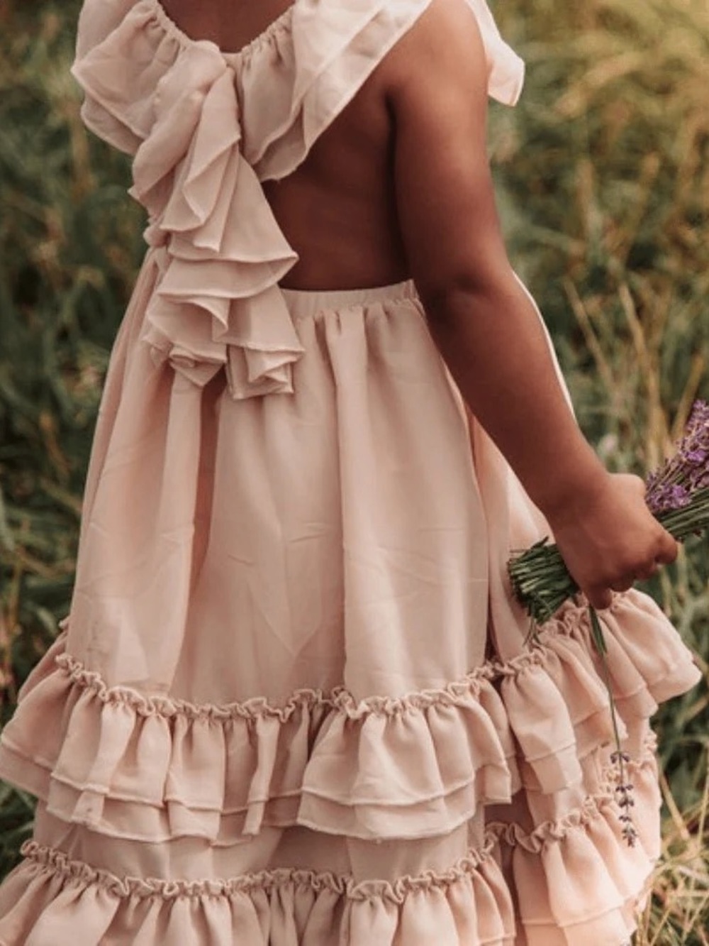 Girls Cream Ruffle Dress - Picture 4 of 4